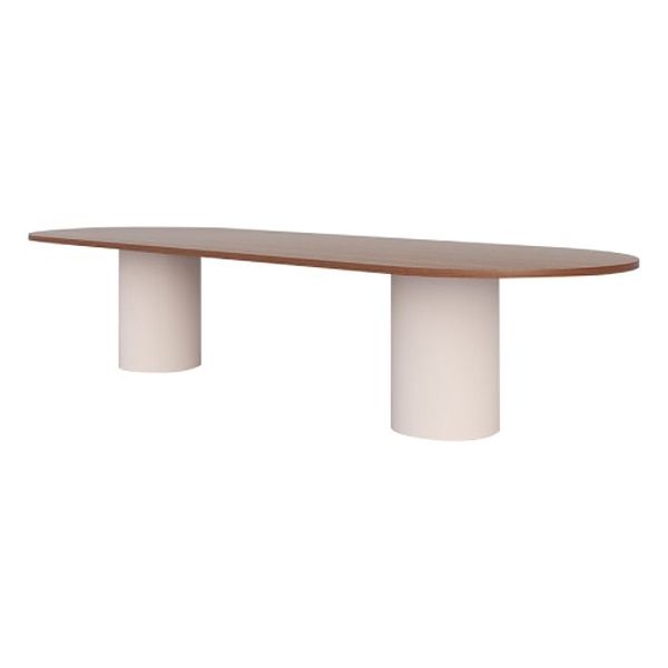 Mesa de comedor de madera maciza ovalada Mesa moderna con pedestal doble de madera para restaurante