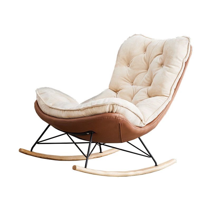 Glam Suede and Metal Rocker Chair Reclining with Padded Seat Rocking Chair for Living Room