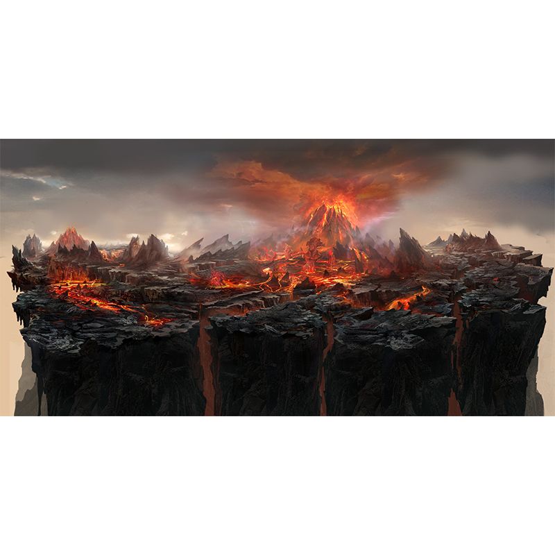 Photography of Volcano Eruption Mural for Accent Wall, Black-Red, Custom Size Available