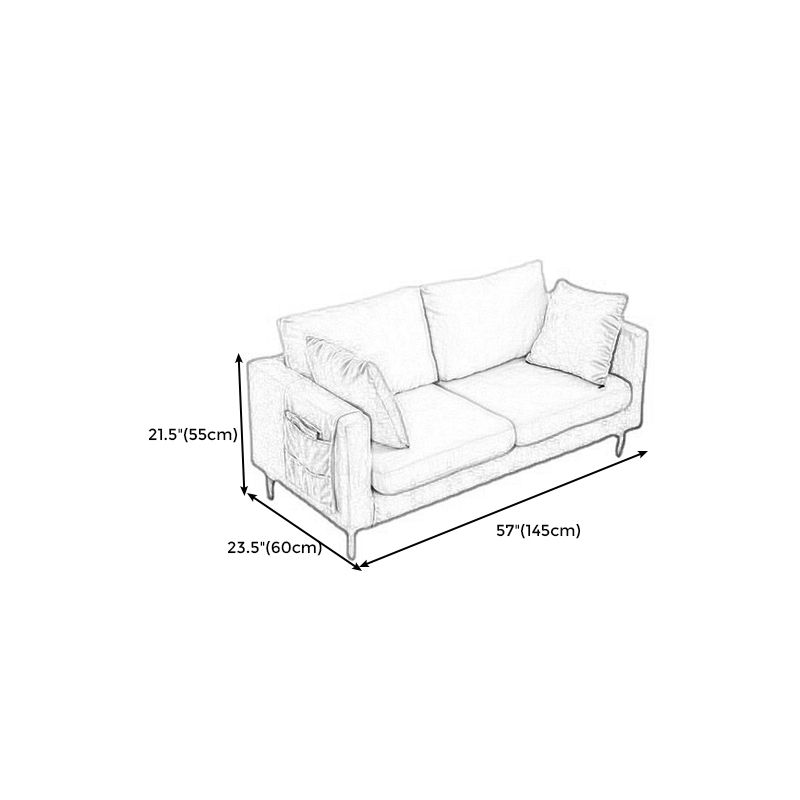 Polish Finish Sofa Square Arm Sofa Loose Back Loveseat For Apartment and Room