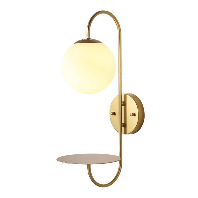 Modern Glass Wall Sconce Lighting Metal Gooseneck Wall Light for Bedroom