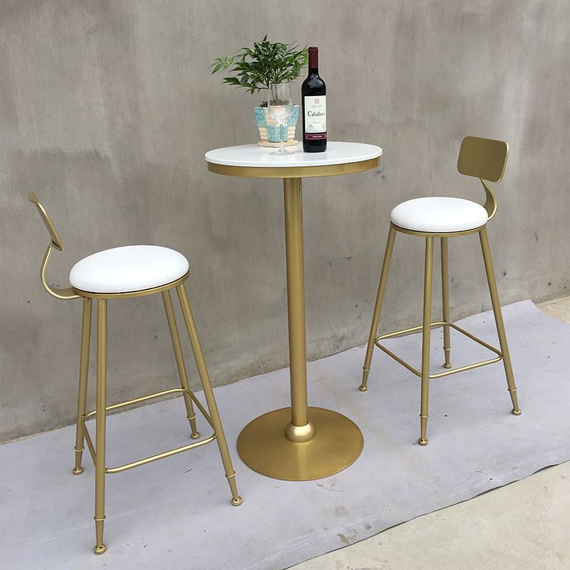 Modern Round Pub Table Set 1/2/3 Pieces Bar Table with Metal Stools