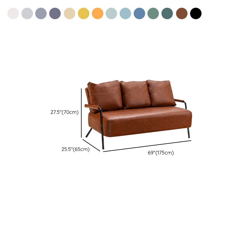 Metal Sofa with Bolster Pillows Contemporary with Four Legs Seating