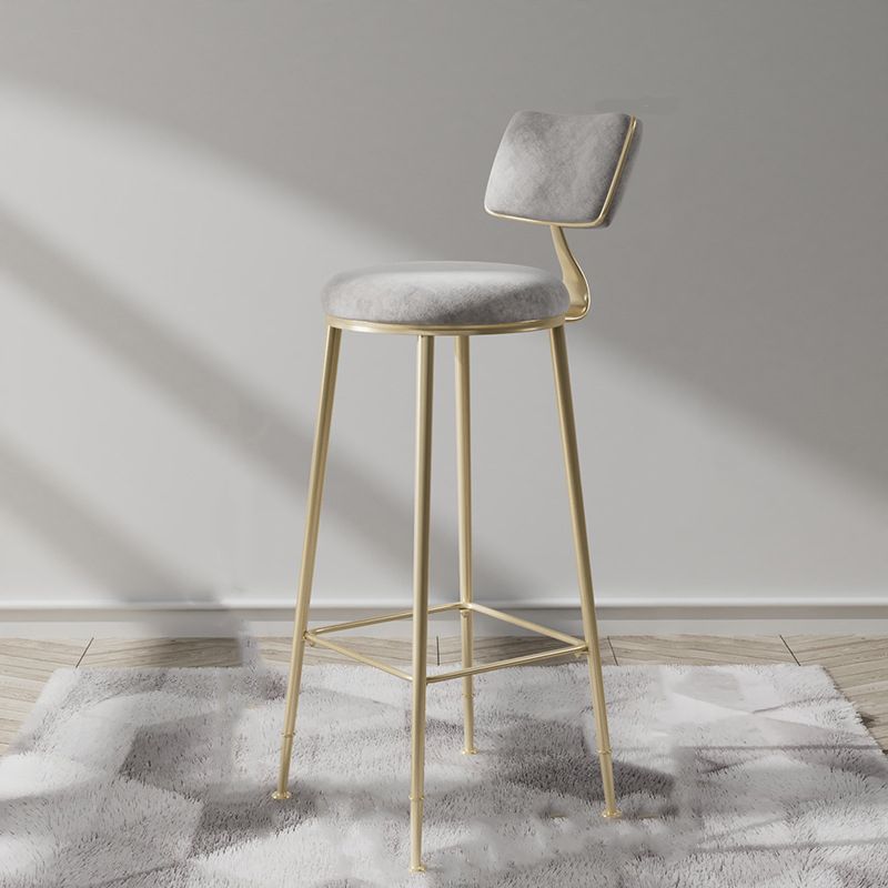 Glam Metal Barstool Fabric Counter Stool in Matte Finish for Indoor
