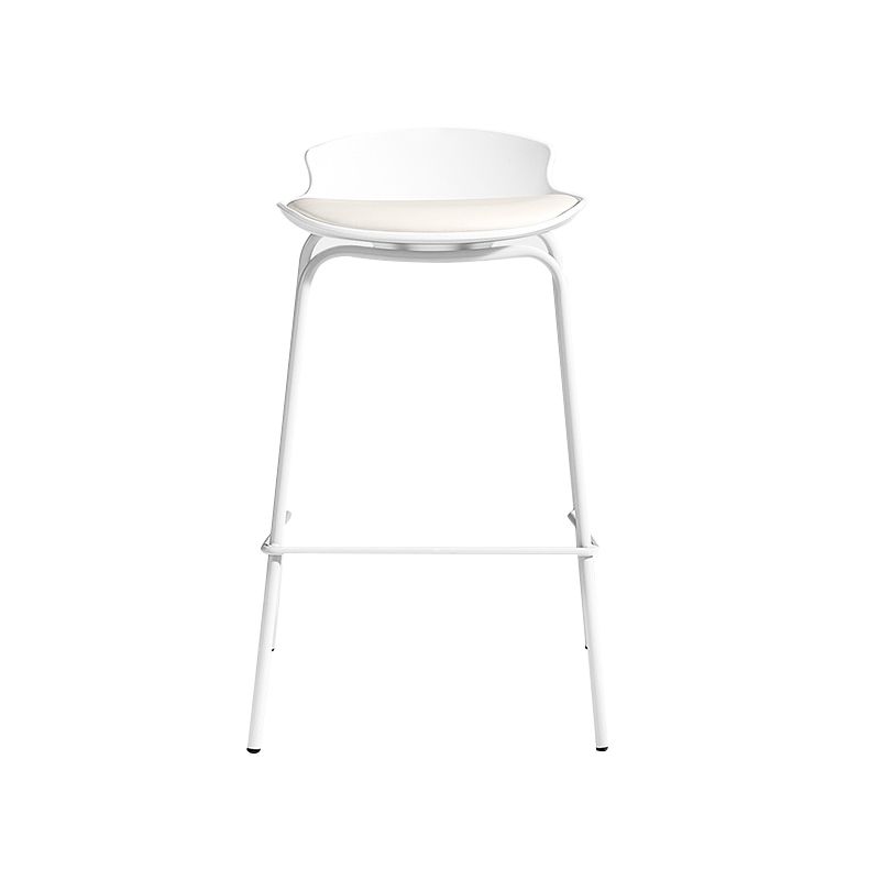 Contemporary Metal Frame Bar Stool White Plastic Bucket Seat for Living Room