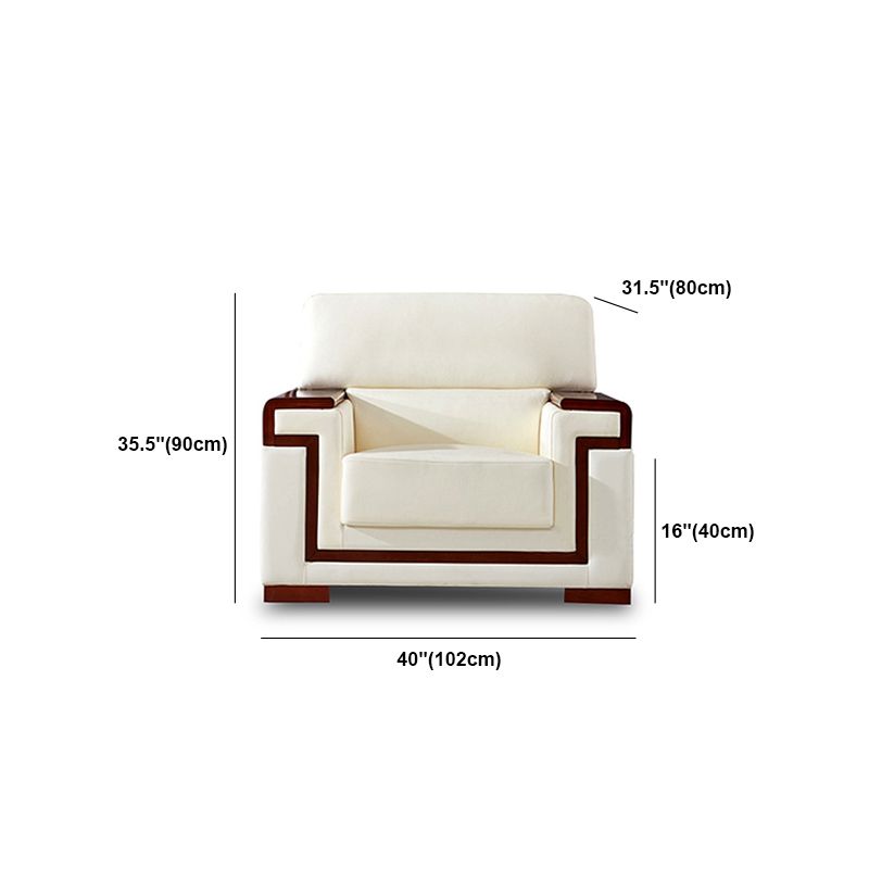 White Contemporary Sectional Square Arm Standard Sofa for Living Room, Apartment