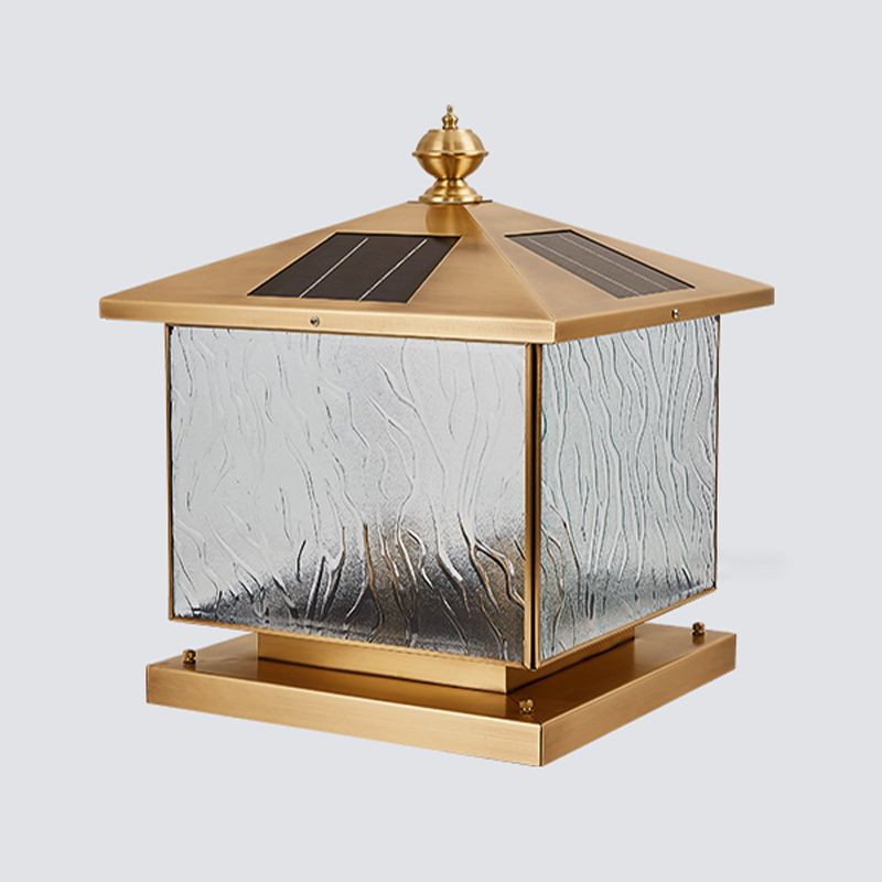Square Shape Pillar Lamp Modern Brass Outdoor Waterproof Light