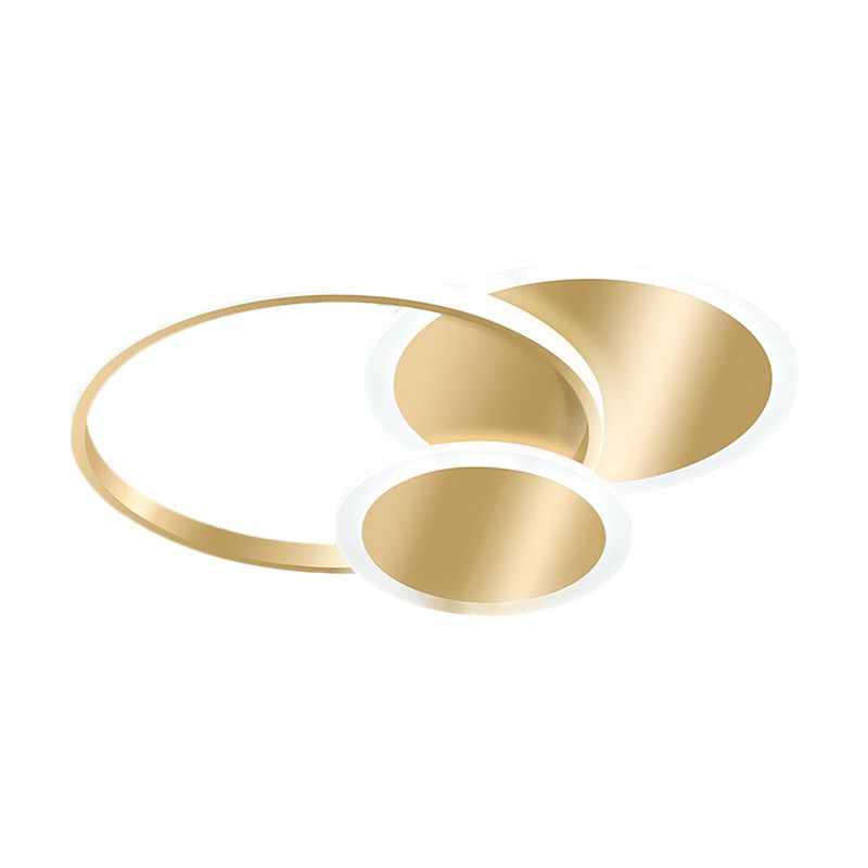 16.5"/20.5" W Round Ceiling Flush Modernist Metallic LED Gold Flush Mount Lamp in Warm/White Light