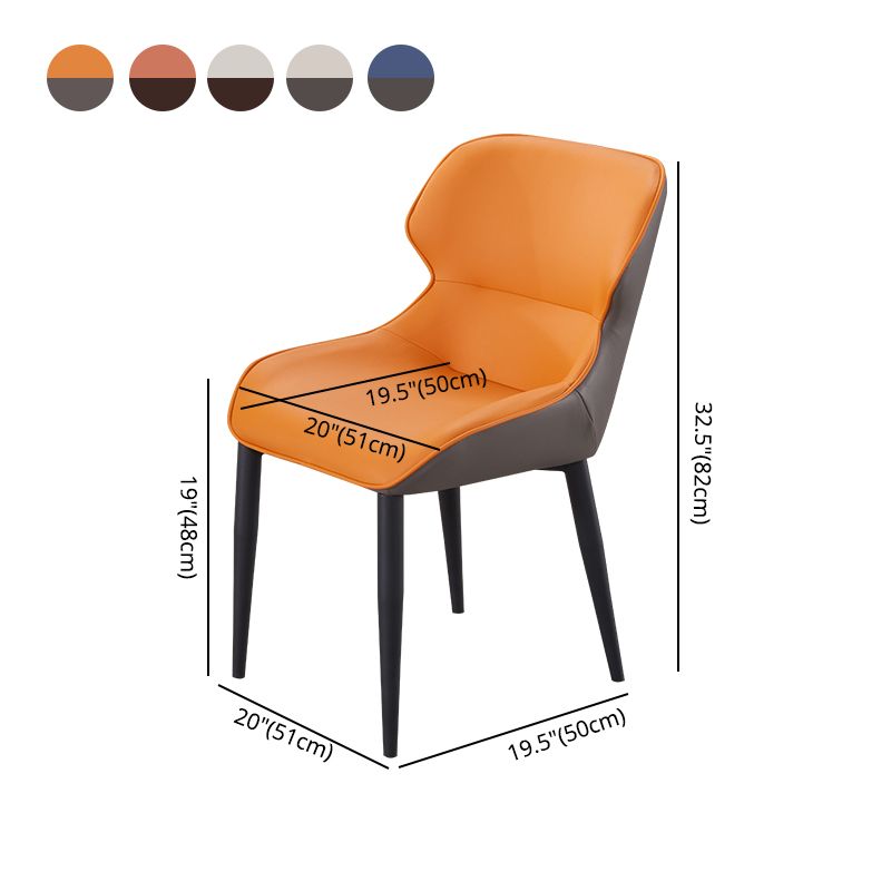 Silla de comedor moderna de piel sintética, sillón de metal para uso doméstico (juego de 2)