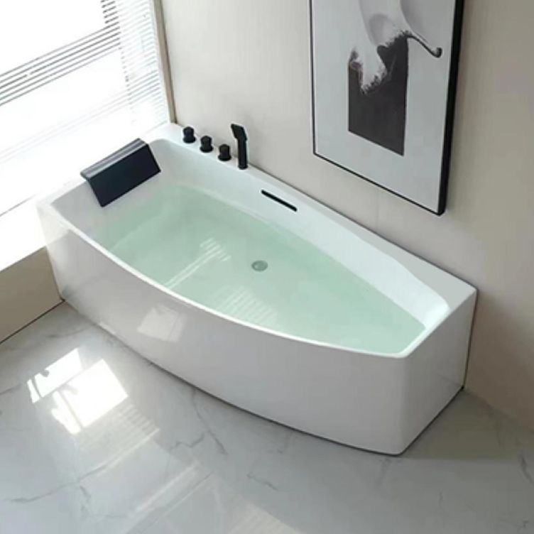Modern Corner Acrylic Bathtub Soaking White Back to Wall Bath