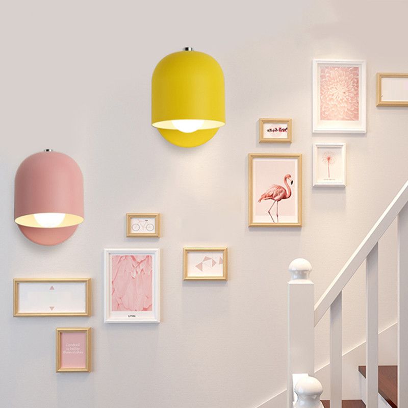 Macaron Dome Shade Wall Sconce Iron 1 Light Sconces for Bedroom