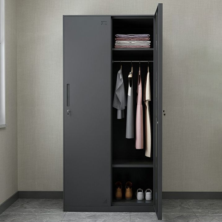 Hinged Wardrobe Cabinet with Lock Industrial Steel Wardrobe Armoire
