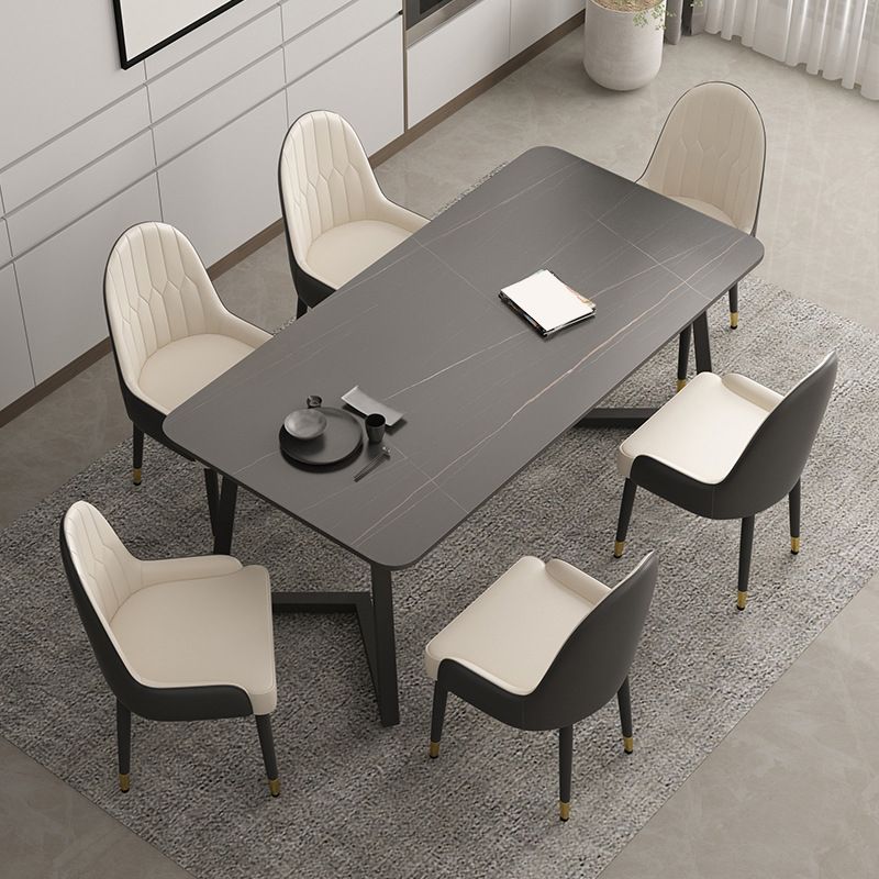 Industrial Style Dining Table Sintered Stone Rectangle Table for Home