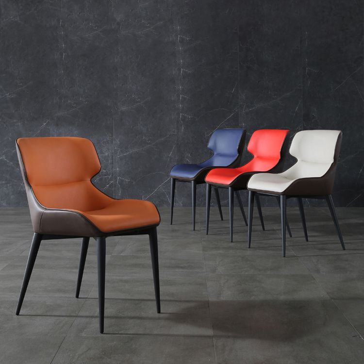 Silla de comedor tapizada de metal con respaldo industrial para el hogar (juego de 2)