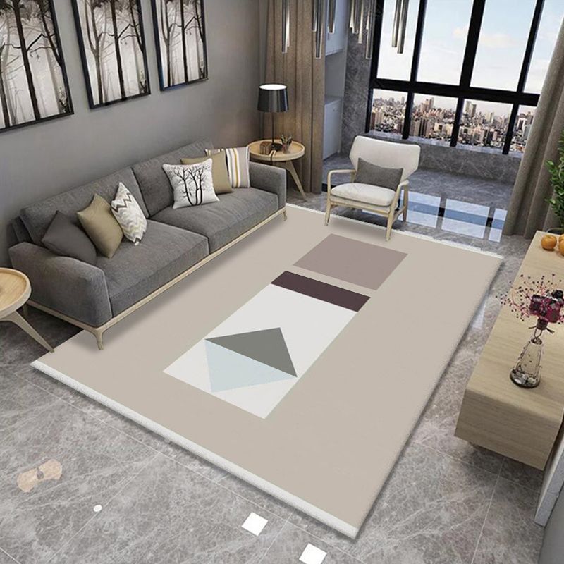 Formal Living Room Rug Multi Color Geometric Patterned Carpet Synthetics Anti-Slip Backing Washable Rug