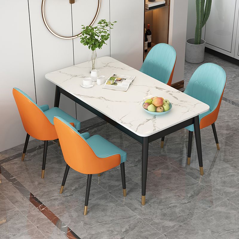 Sintered Stone Dining Table Traditional Luxury 4 Legs Table with Metal Base