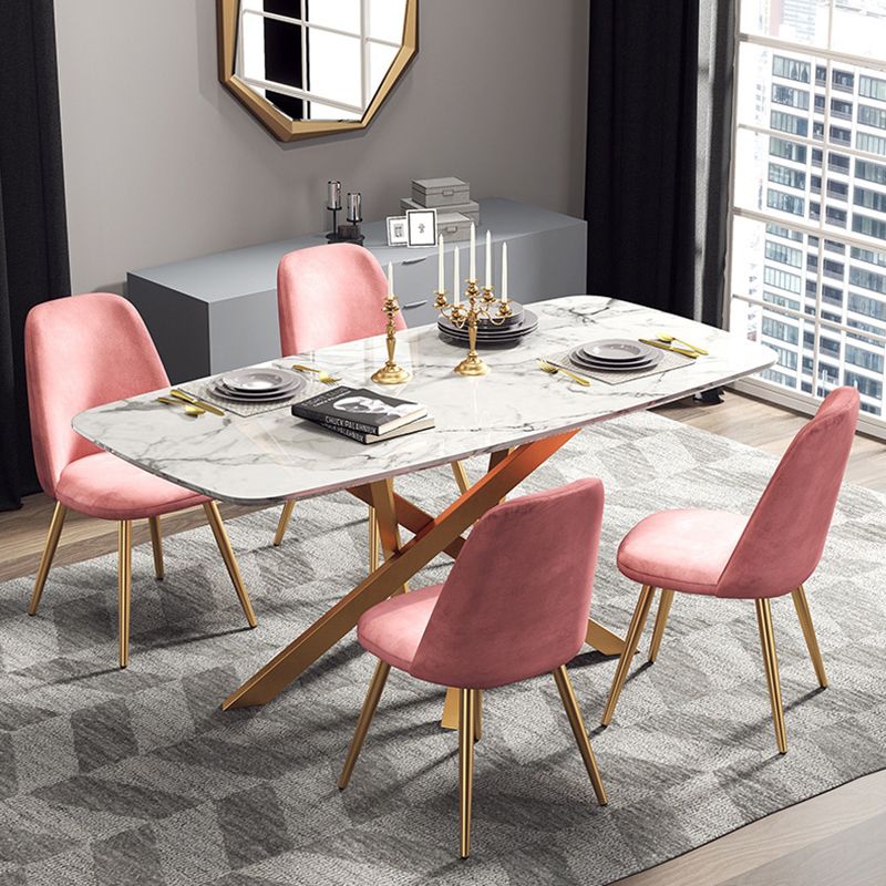 Glam White Stone Dining Set Furniture 1/5 Pieces Dining Furniture for Home