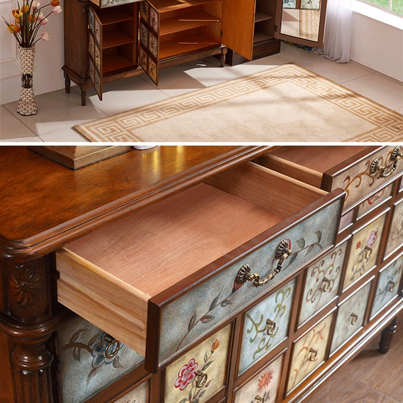 Industrial Storage Cabinet with Solid Wood Drawers and Doors