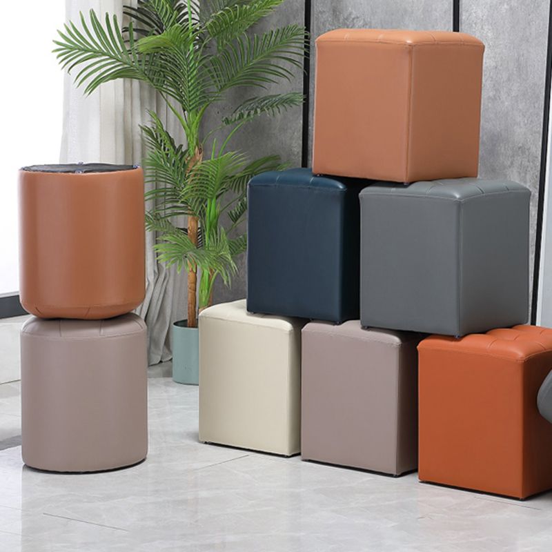 Genuine Leathe Ottoman Square Modern Water Resistant Tufted Cube Ottoman