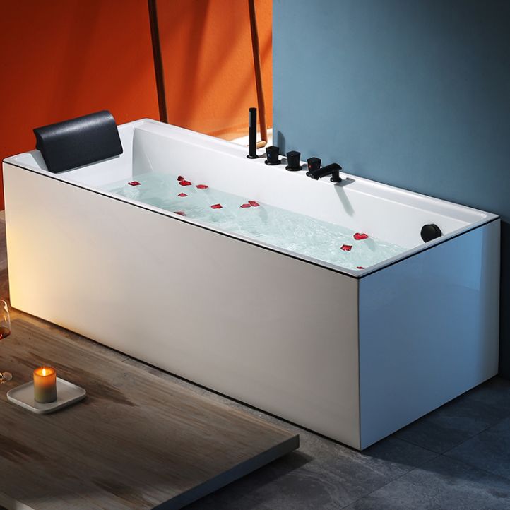 Modern Rectangular Bathtub White Soaking Acrylic Freestanding Bath