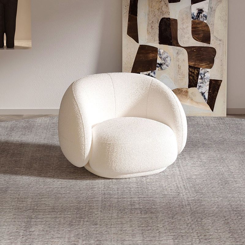 Scandinavian Sofa Fabric White Living Room Tuxedo Arm Cushions Curved Settee