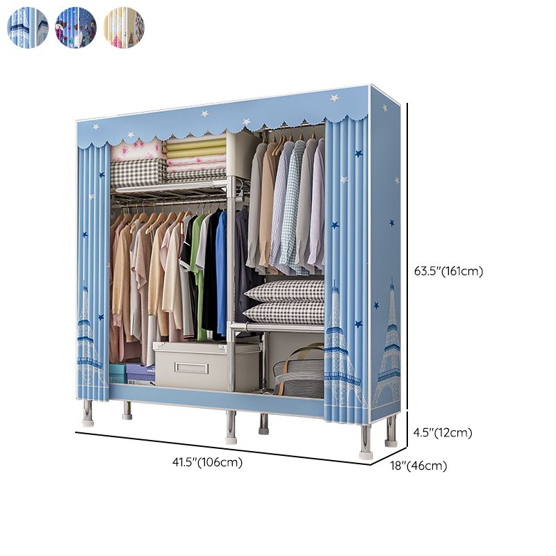Contemporary Wardrobe Closet with Legs Steel Wardrobe Armoire