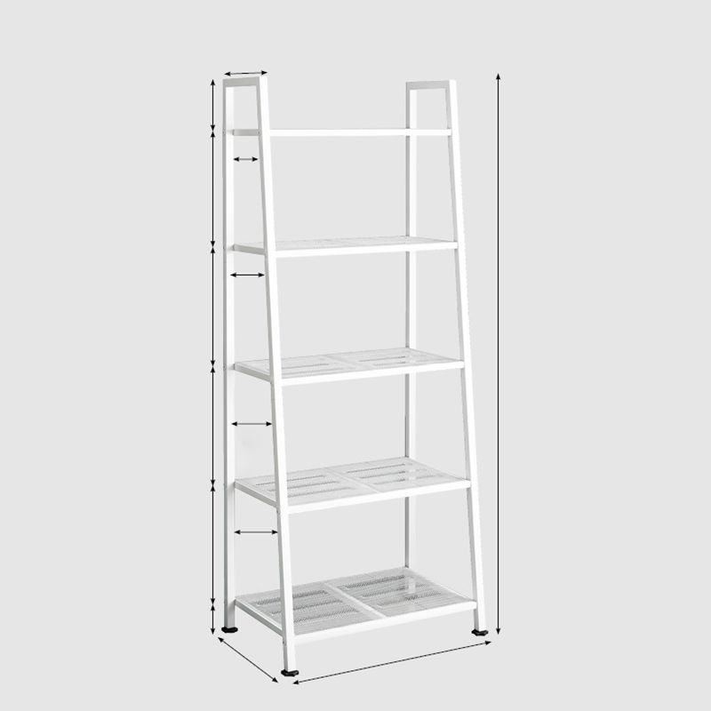 Ladder Metal Bookshelf Modern Bookcase with Rectangular Shelves