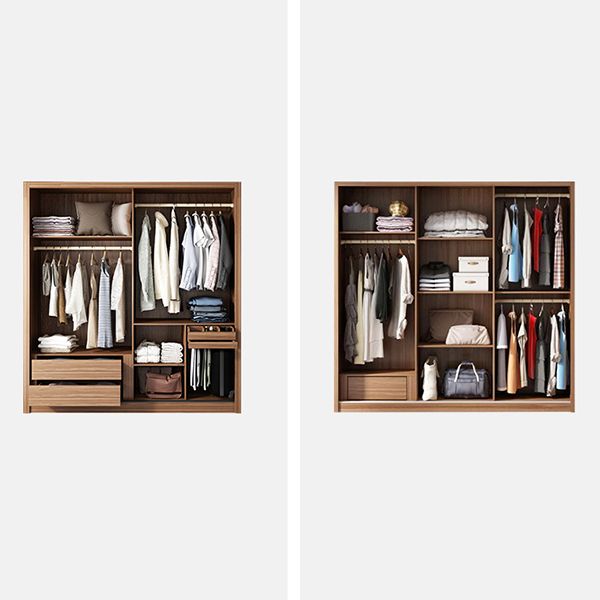 Brown and Gray Storage Cabinet Modern Sliding Door Cabinet with Drawers