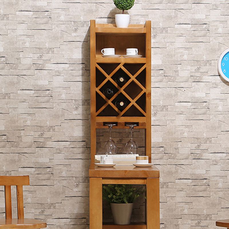 Brown Pine Wood Bistro Table with Storage Modern Pub Table for Home