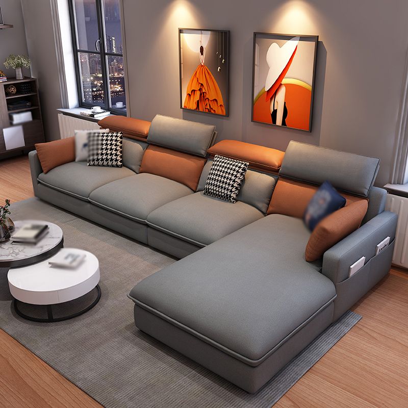 L-Shape High Back Faux leather Square Arm Sectional with Stain-Resistant and Storage