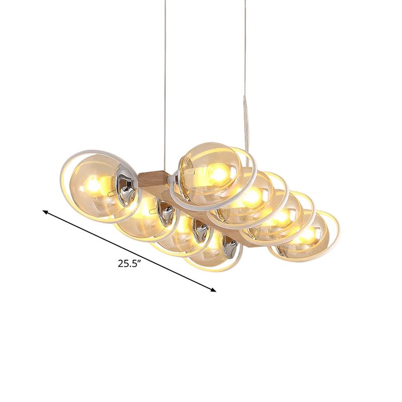 Cognac Bubble Shade Island Lighting 6/8/12 Lights Modern Glass Hanging Light Fixture for Dining Room