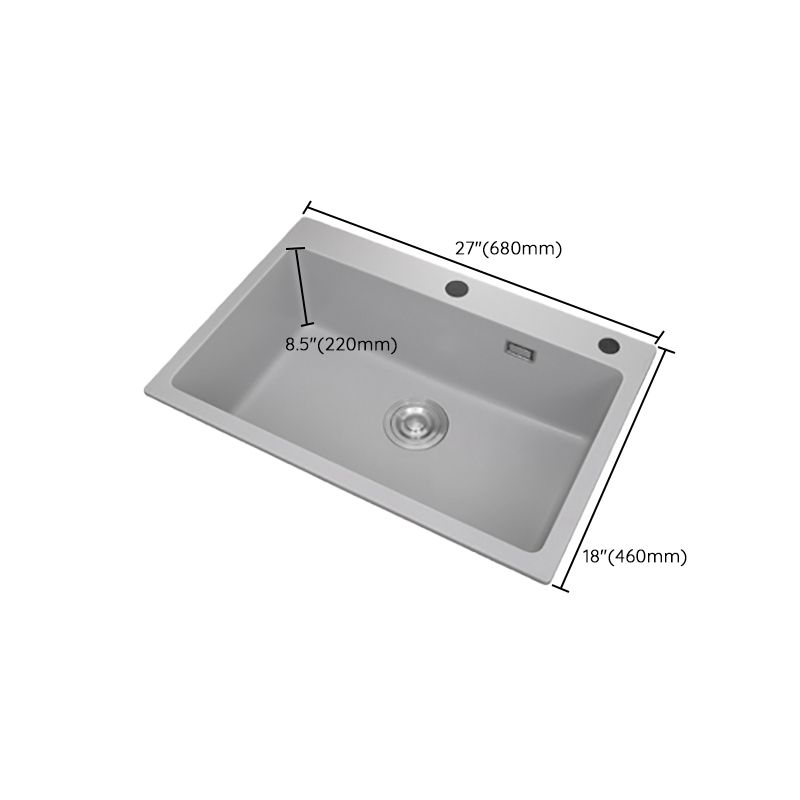 Modern Style Kitchen Sink Overflow Hole Design Drop-In Quartz Kitchen Sink