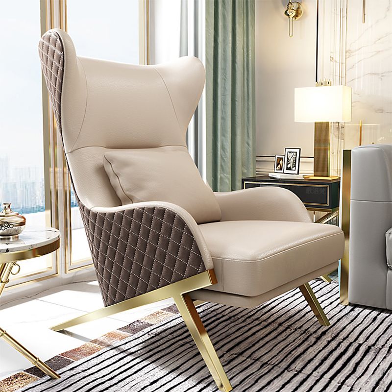 Scandinavian Leather Accent Chair for Living Room,  High/ Low Back Chair