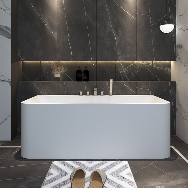 Stone Soaking Tub Antique Finish Rectangular Back to Wall Bath