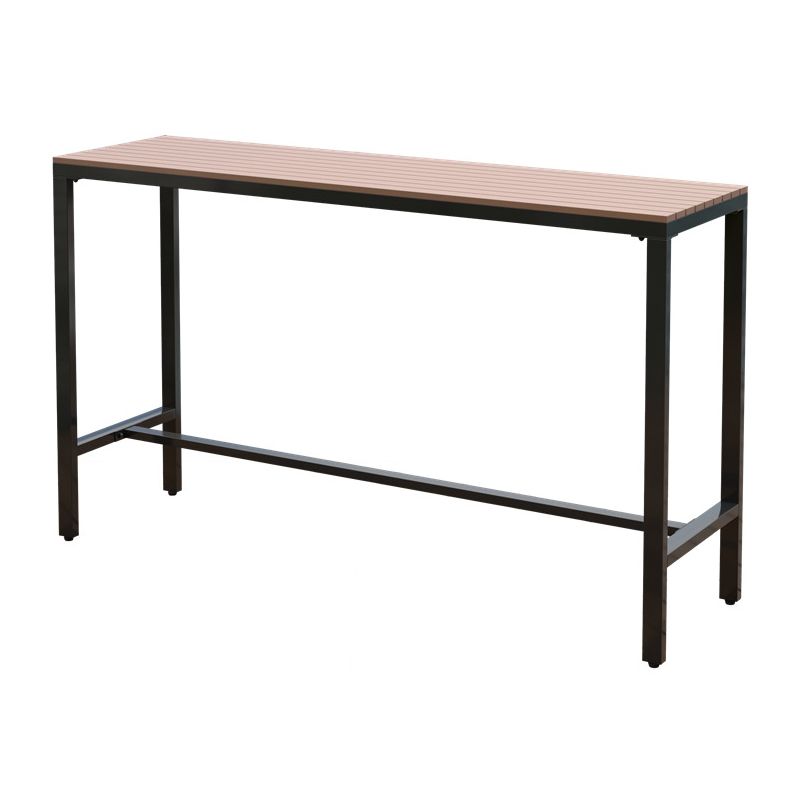 Brown Rectangle Top Bar Table Trestle Base Dining Table for Coffee Room
