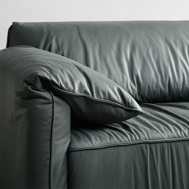 Modern Faux Leather Living Room Pillow Top Arm Sewn Pillow Back Seating