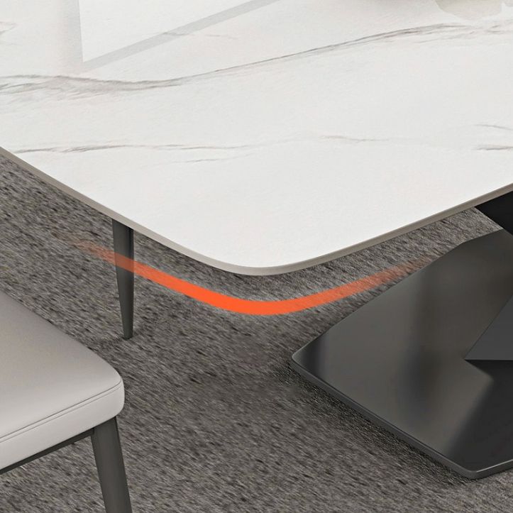 Industrial Style Rectangle Table Sintered Stone Dining Table with Metal Legs for Home