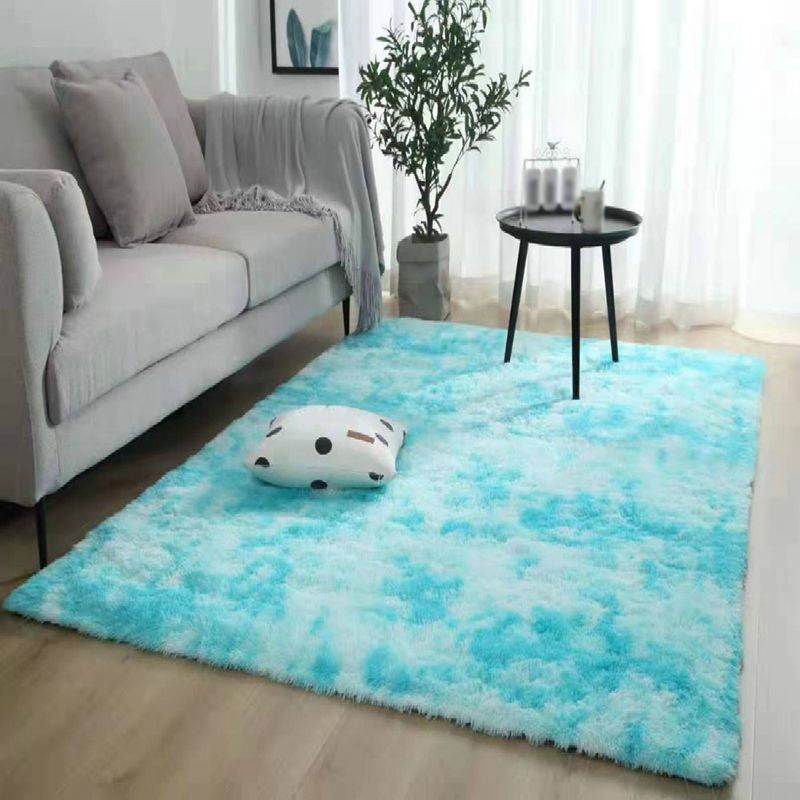 Simplicity Area Carpet Funky Tie Dye Carpet Polyester Shag Rug with Non-Slip Backing