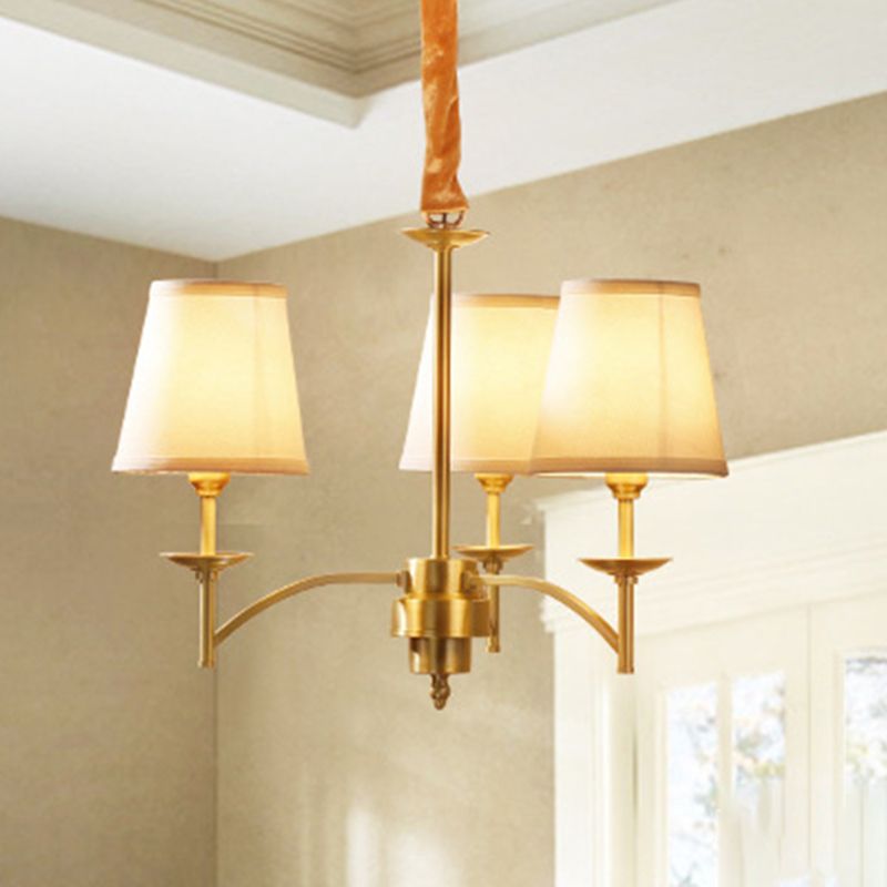 6/8/10-Bulb Ceiling Chandelier Traditional Tapered Fabric Suspension Pendant Light in Gold
