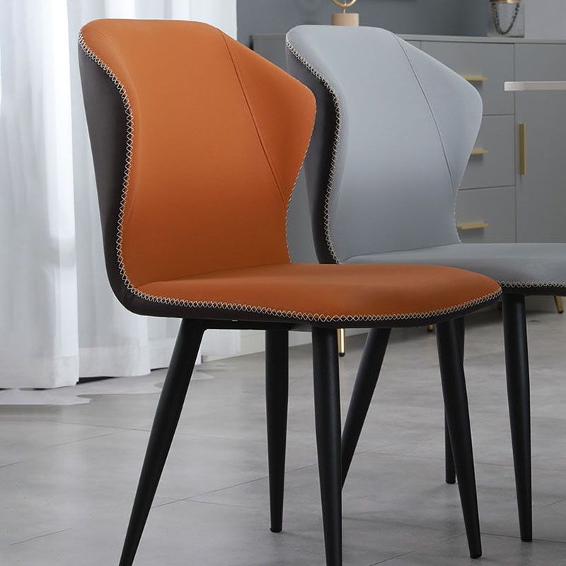 Industrial Style Faux Leather Chairs Wingback Parsons Chair for Home