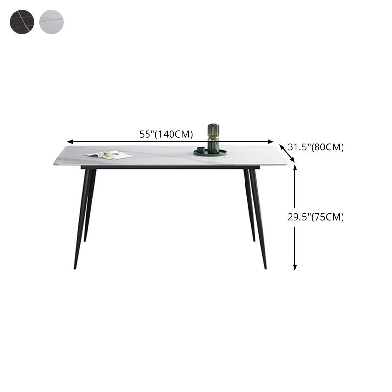 Rectangle Shape Industrial Style Dining Table Sintered Stone Fixed Table for Restaurant