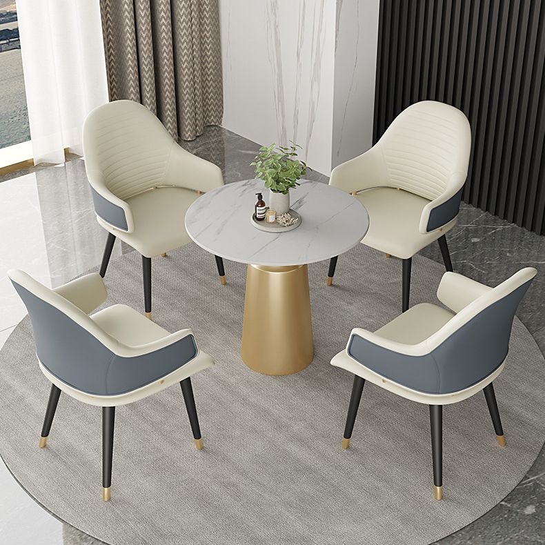 Glam Sintered Stone Dining Table Set Round 1/5 Pieces Dining Set for Home Use