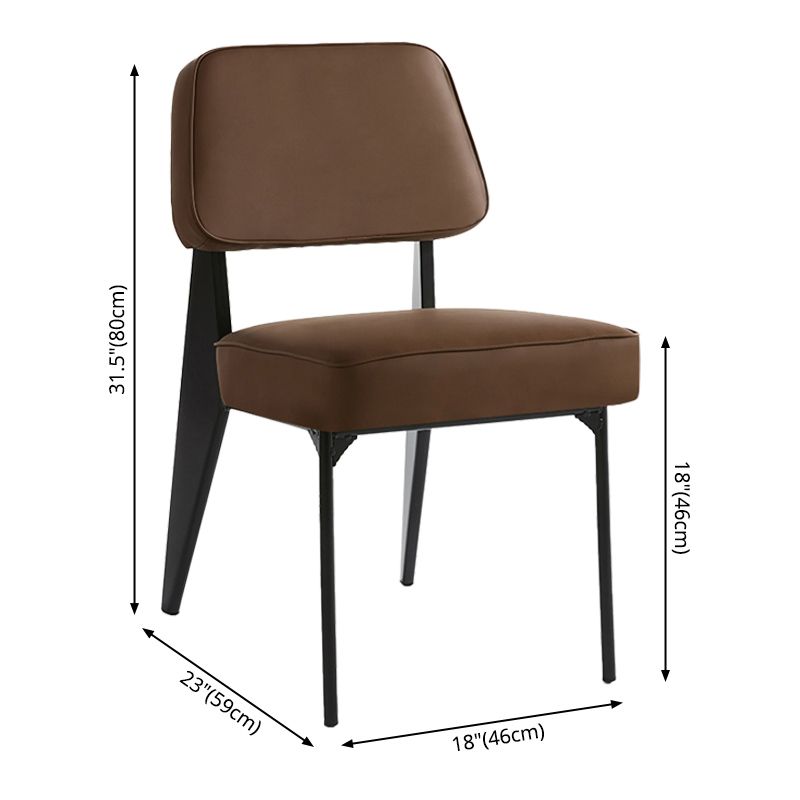 Industrial Armless Dining Chairs Open Back Upholstered Side Chair with Metal Legs