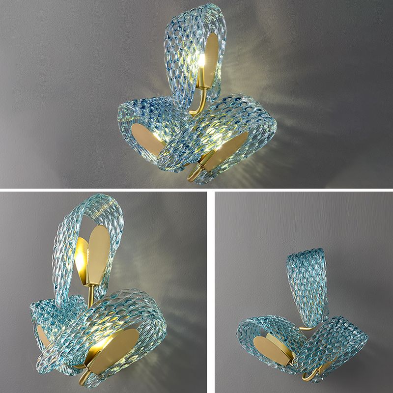 Modern Metal Wall Sconce Flower Shape Wall Light with Glass Shade for Bedroom