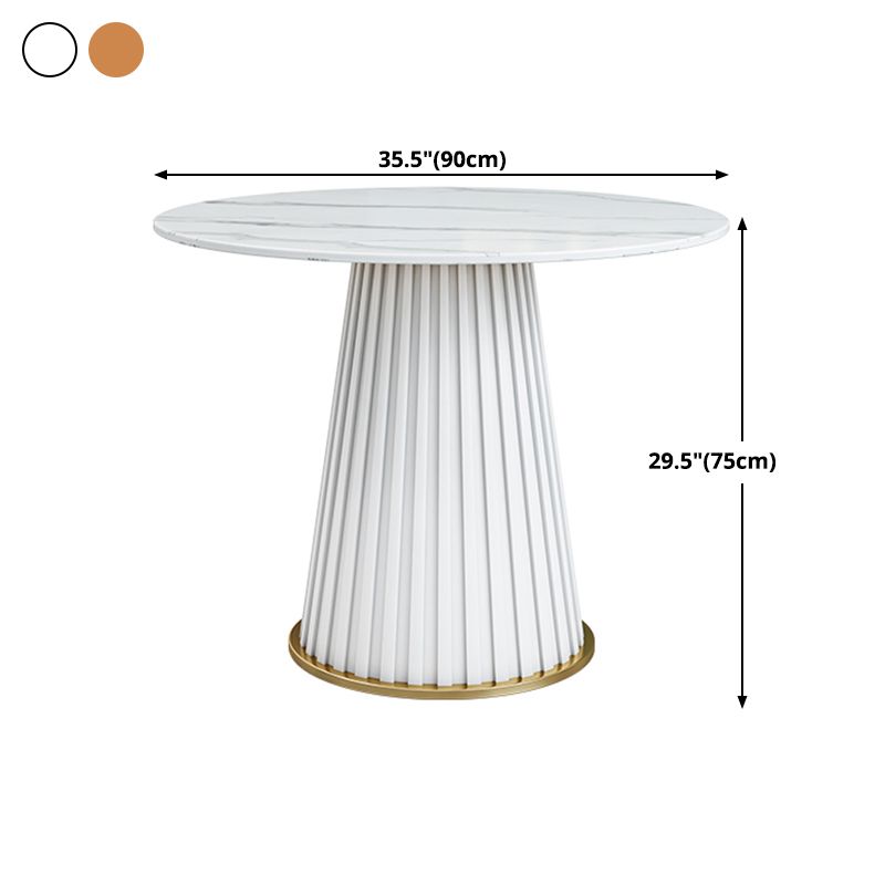 Luxury Sintered Stone Top Dining Table Restaurant Round Table with Metal Pedestal Base