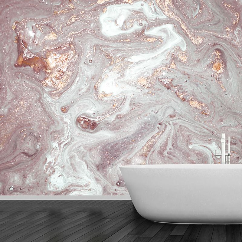 Pink Flow Pattern Mural Decal Faux Texture Look Modern Stain Resistant Wall Art for Home