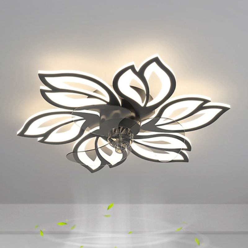 Flower Shape Metal Ceiling Fan Modern Style Multi Lights Ceiling Fan Lamp