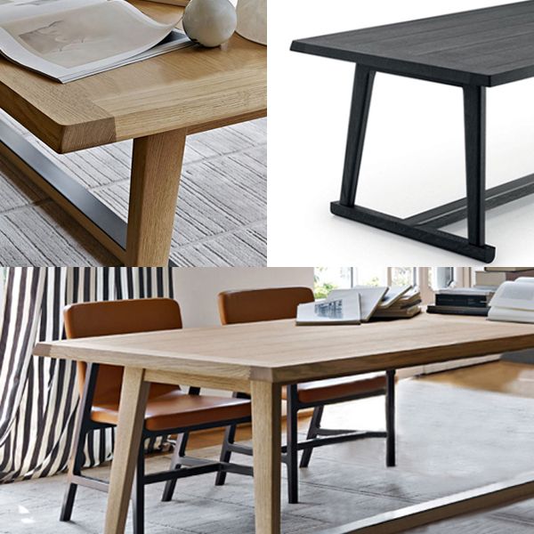 Mesa de comedor rectangular contemporánea de madera maciza, mesa superior de madera para comedor