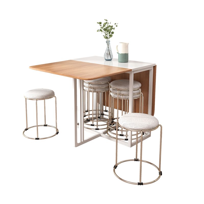 Artificial Wooden Top Foldable Table Extendable Rectangle Table with Trestle Base