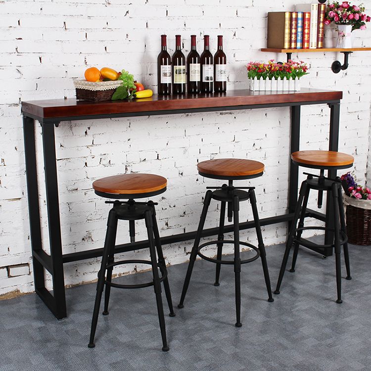 Industrial Solid Wood Bar Table Black Frame Dining Table for Bistro